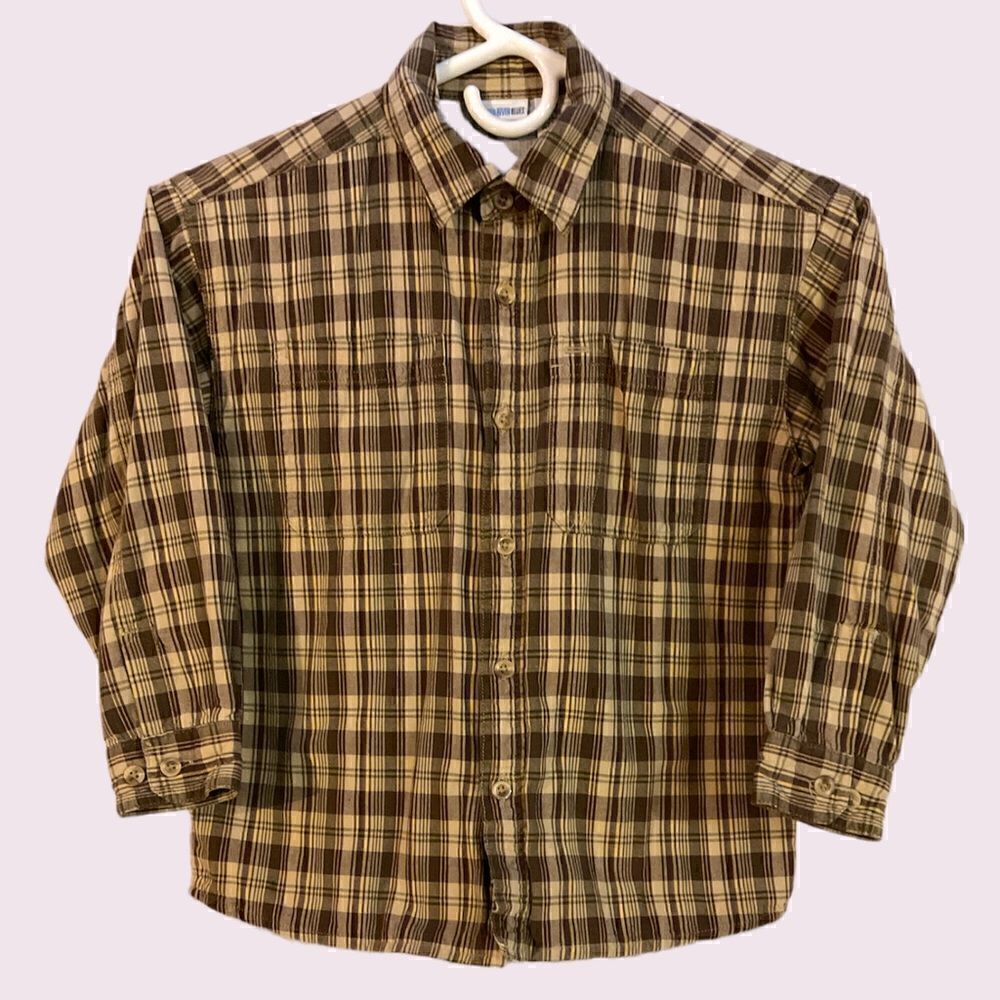 Canyon River Blues Plaid Lined Button Down Long Sleeve Boys Youth Tee Shirt